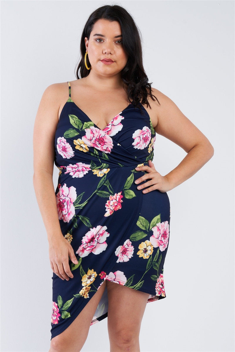 Plus Size Navy Hot Pink Floral Mini ...